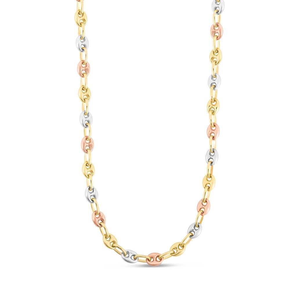 14K Tri-color Gold Puffed Mariner Link Chain: A Sophisticated Accessory